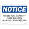 Signmission OSHA Notice Sign, 3.5" Height, 5" Width, Diesel Fuel Capacity 1000 Gallons Max Fill Sign, Landscape OS-NS-D-35-L-10995 - alternate 1